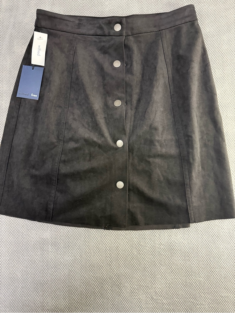 Wilfred Black Faux Suede Button-Front Mini Skirt